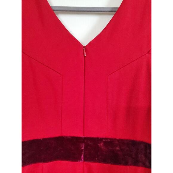 Taylor Holiday Formal Red Cap Sleeve Sheath Dress with Velvet Waistband, Size 8 - Picture 8 of 10